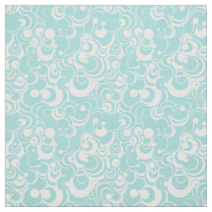 Tecido Abstrato 2 dos Círculos Azul-Aqua e Branco