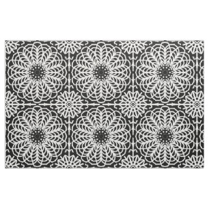 Tecido Abstrato Boho Geométrico Branco Negro