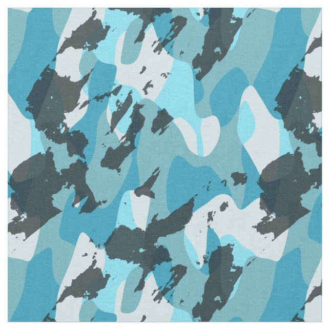 Tecido abstrato camuflado azul turquesa (Detalhe)