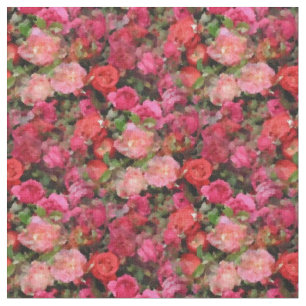 Tecido Abstrato cor-de-rosa e Rosas vermelhas com verde