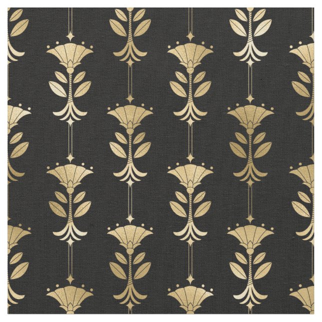 Tecido Abstrato de arte amarela Dourada e preta (Detalhe)