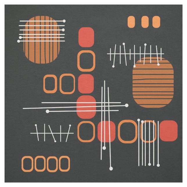 Tecido Abstrato de atômica Laranja Preto Queimado (Modelo)