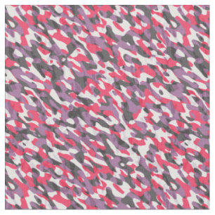 Tecido Abstrato de camuflagem rosa quente, roxo e preto