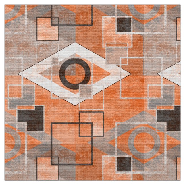 Tecido Abstrato de cinza de na moda de  de laranja geomét (Modelo)