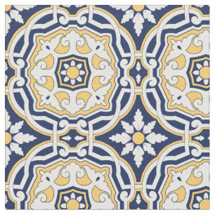 Tecido Abstrato de Marrocos 2 - Azul, Amarelo