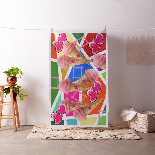 Tecido Abstrato de Sorvete de Morango (In Situ)