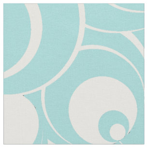 Tecido Abstrato dos Círculos Azul-Aqua e Branco