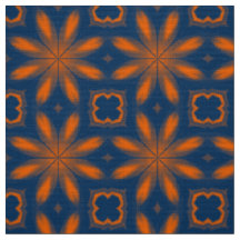 Abstrato floral caleidoscópio azul escuro laranja