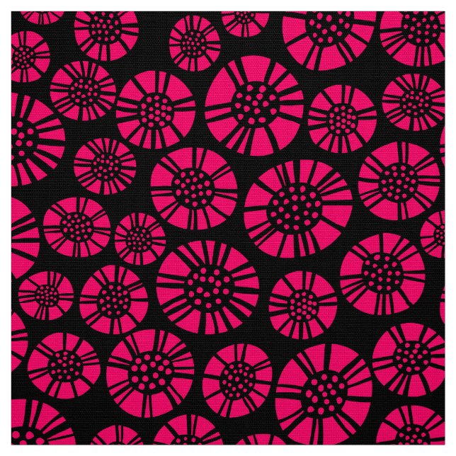 Tecido Abstrato Flores 031023 - Neon Red on Black (Vermel (Modelo)