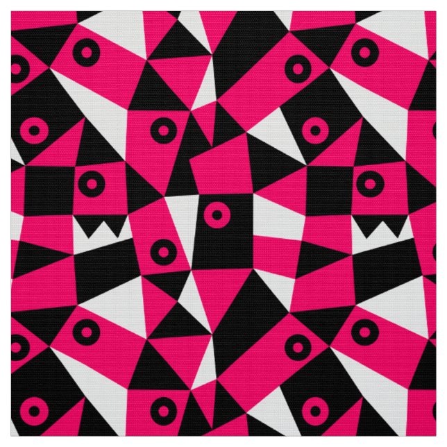 Tecido Abstrato Geométrico 030919 - Neon Red (Modelo)
