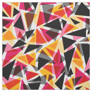 Tecido Abstrato, Geométrico, Vermelho e Preto