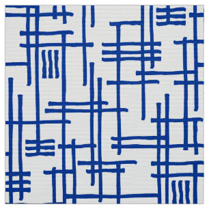 Tecido Abstrato Lines 120923 - Marinho azul sobre branco