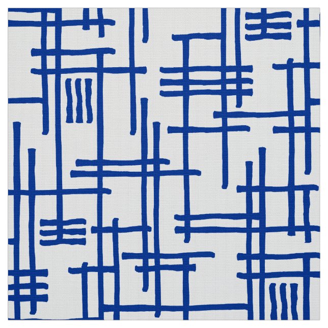 Tecido Abstrato Lines 120923 - Marinho azul sobre branco (Modelo)