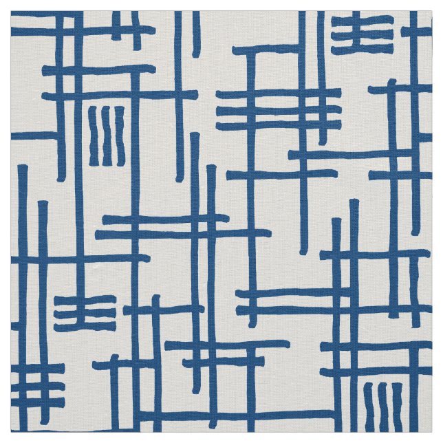 Tecido Abstrato Lines 120923 - Shibori Blue on White (Modelo)