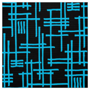 Tecido Abstrato Lines 120923 - Sky Blue on Black