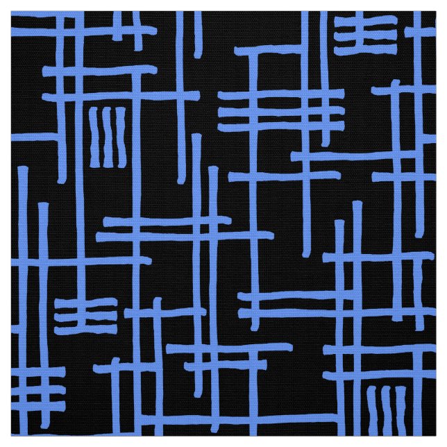 Tecido Abstrato Linhas 120923 - Azul bebê em preto (Modelo)