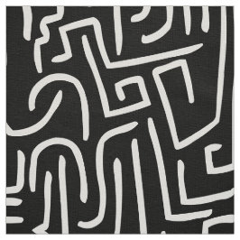 Tecido Abstrato Linhas 130318 - Branco sobre Preto