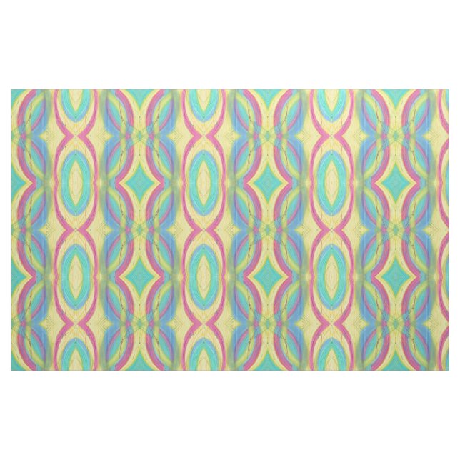 Tecido Abstrato modela padrão cor-de-rosa azul verde-amar (Fat Quarter)