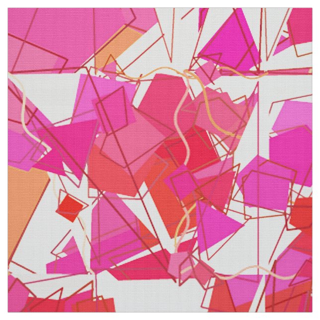 Tecido Abstrato moderno do meio século, fúcsia, laranja (Modelo)