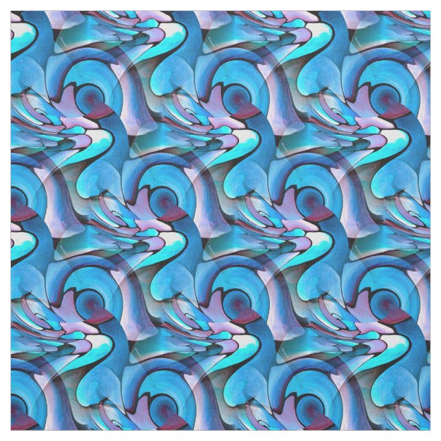 Tecido Abstrato Oceano Ondas Azul e Roxo (Modelo)