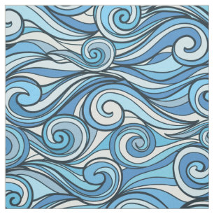Tecido Abstrato oceano ondas padrão azul