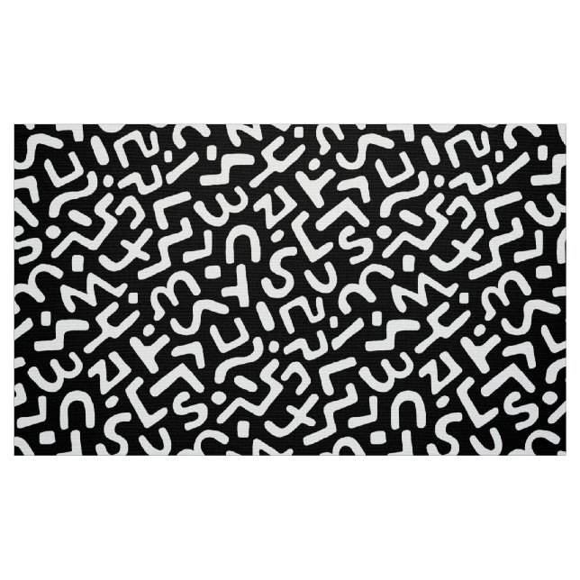 Tecido Abstrato Pattern 170822 - Branco sobre preto (Fat Quarter)