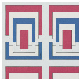 Tecido Abstrato retângulo em vermelho, branco e azul