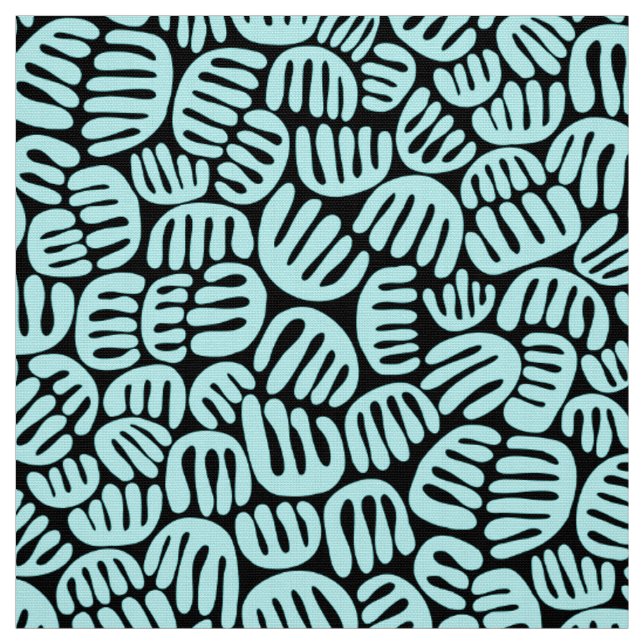 Tecido Abstrato Shapes 301122 - Azul-gelo em preto (Modelo)