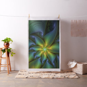 Tecido Abstrato Star, Ouro Verde brilhante Arte Fractal