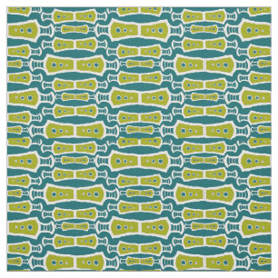 Tecido Abstrato Tribal Teal Verde