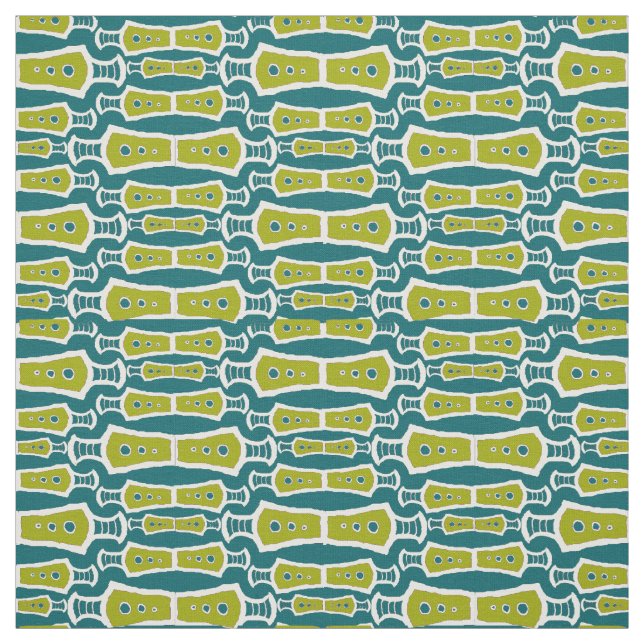 Tecido Abstrato Tribal Teal Verde (Modelo)