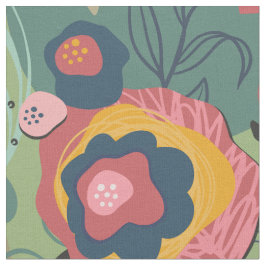 Tecido Abstrato Verde Floral