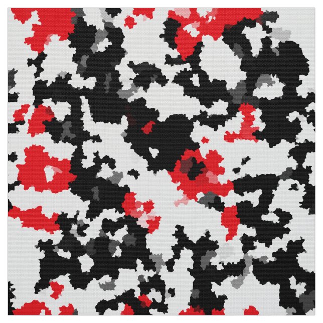 Tecido Abstrato Vermelho Preto e Branco Irregular (Modelo)