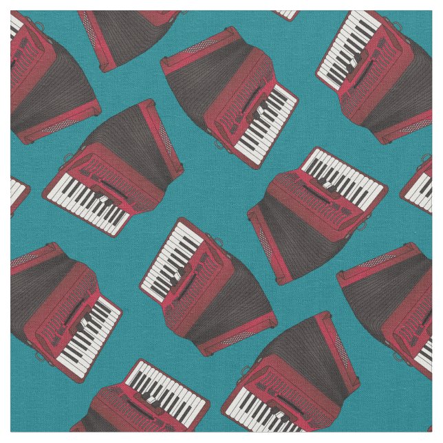 Tecido Accordions Music Musical Teal (Detalhe)
