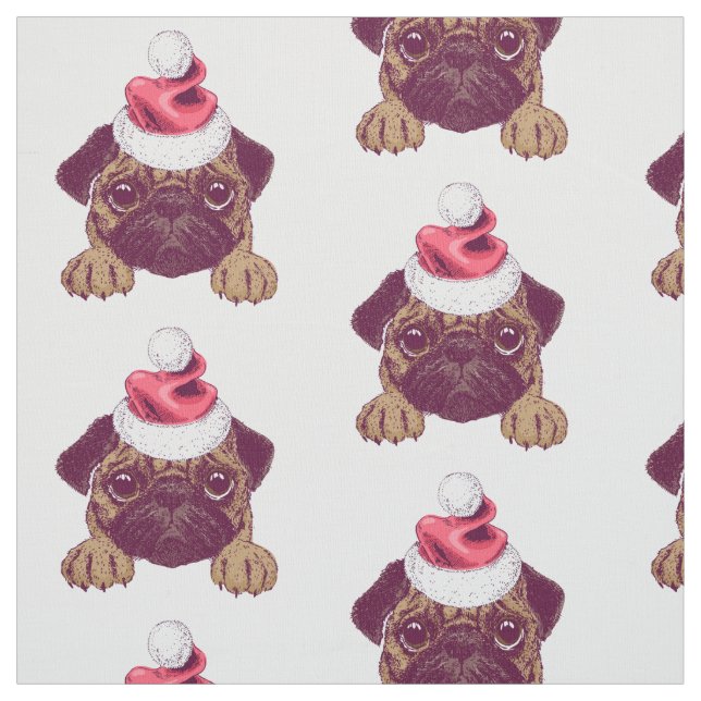 Tecido Adorável de Natal Pug (Modelo)