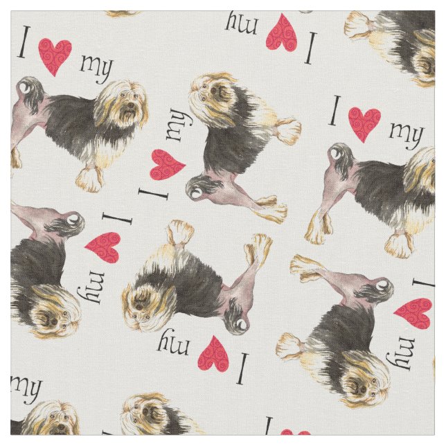 Tecido Adoro o meu Lowchen (Detalhe)
