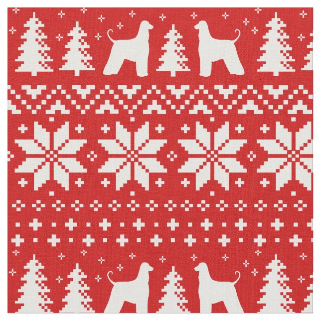 Tecido Afghan Hound Silhouettes Natal Holiday (Detalhe)