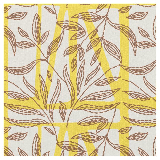 Tecido African mudcloth contrast botanical yellow brown  (Detalhe)