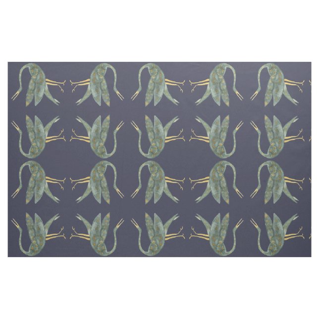 Tecido Água-forte azul escura grou moderno aves (Fat Quarter)