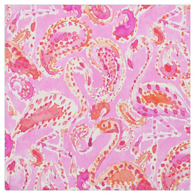 Tecido Aguarela cor-de-rosa do FLAMINGO CONVO Paisley (Modelo)