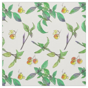 Tecido Aguarela das ervas da manjericão dos tomates