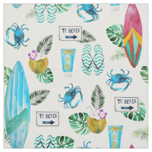 Tecido Aguarela dos chinelos do verão da prancha da prai