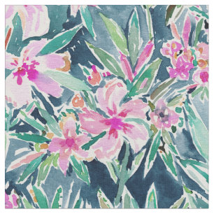 Tecido Aguarela tropical do OLEANDER LUXÚRIA floral