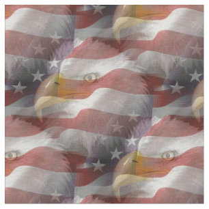 Tecido Águias Baldas e Colagem Patriótica Americana