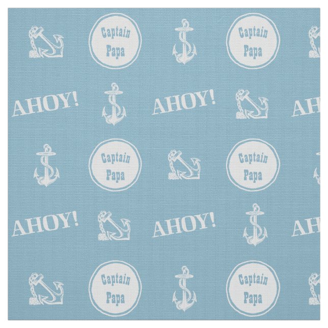 Tecido Ahoy! Padrão de Âncora de Barco Personalizado Azul (Modelo)