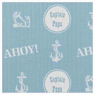 Tecido Ahoy! Padrão de Âncora de Barco Personalizado Azul