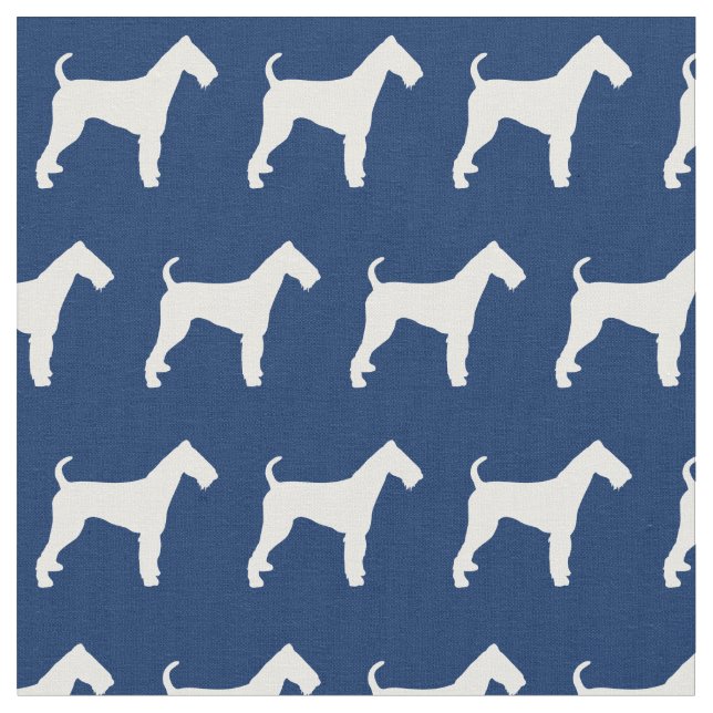 Tecido Airedale Terrier Dog Silhouket Marinho de animais  (Detalhe)