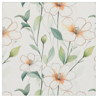 Tecido Airy White Flowers Greenery Pattern Blossom Floral
