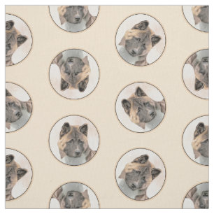 Tecido Akita American Japonês Inu Sable Painting Art