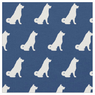 Tecido Akita Dog Silhouette Pet Marinho Blue